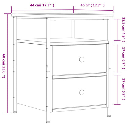 Comodino Rovere Sonoma 44x45x60 cm in Legno Multistrato