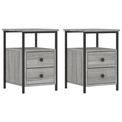 Comodini 2 pz Grigio Sonoma 34x35,5x50 cm in Legno Multistrato