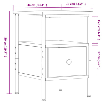 Comodino Rovere Sonoma 34x36x50 cm in Legno Multistrato