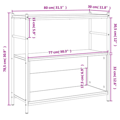 Libreria Rovere Marrone 80x30x78,5 cm Legno Multistrato e Ferro