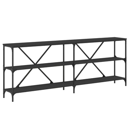 Tavolino Consolle Nero 200x30x75 cm Legno Multistrato e Ferro - homemem39