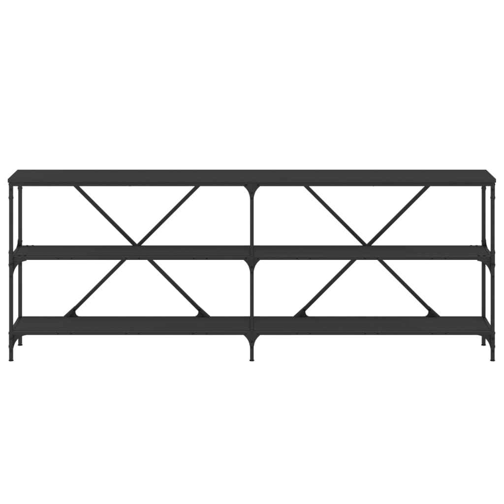 Tavolino Consolle Nero 200x30x75 cm Legno Multistrato e Ferro - homemem39