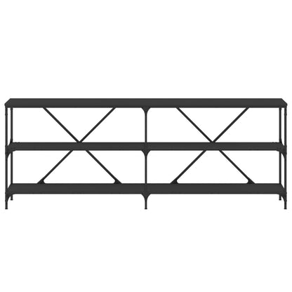 Tavolino Consolle Nero 200x30x75 cm Legno Multistrato e Ferro - homemem39