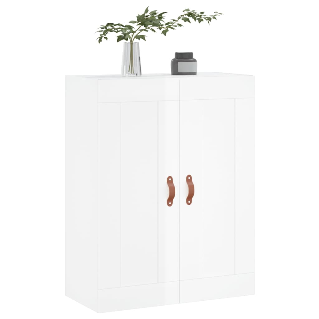 Mobile a Parete Bianco Lucido 69,5x34x90 cm Legno Multistrato - homemem39