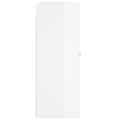 Mobile a Parete Bianco Lucido 69,5x34x90 cm Legno Multistrato