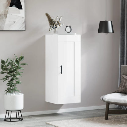 Mobile Parete Bianco Lucido 34,5x34x90 cm in Legno Multistrato - homemem39