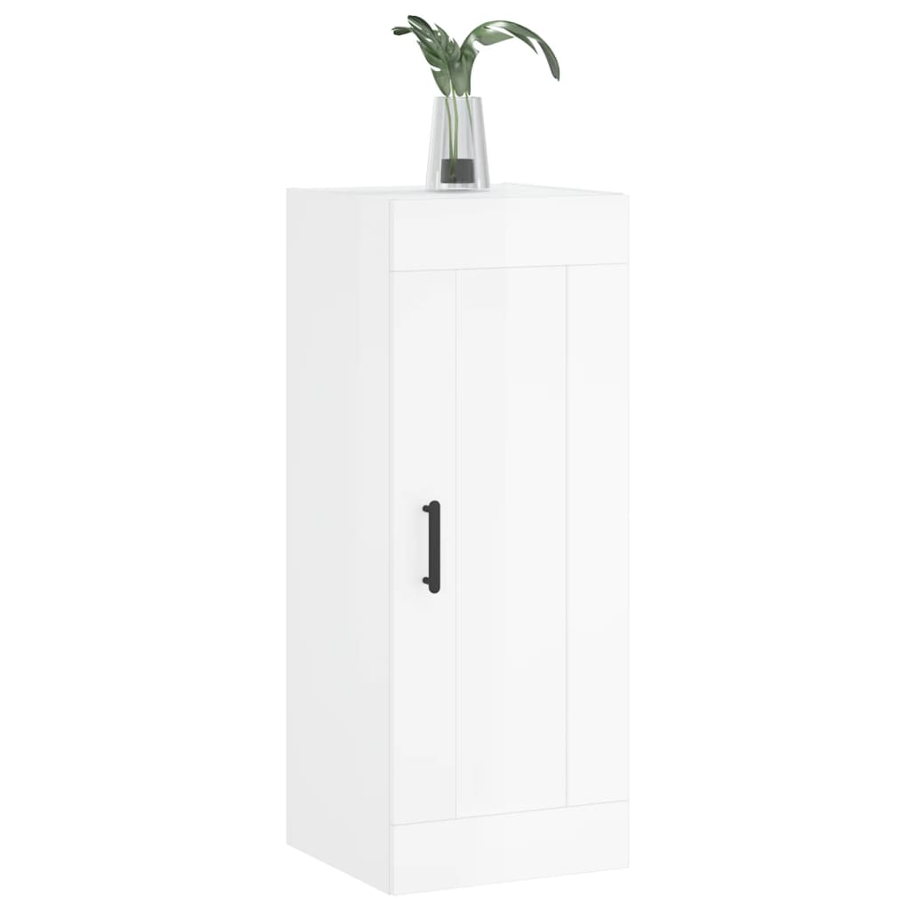 Mobile Parete Bianco Lucido 34,5x34x90 cm in Legno Multistrato - homemem39