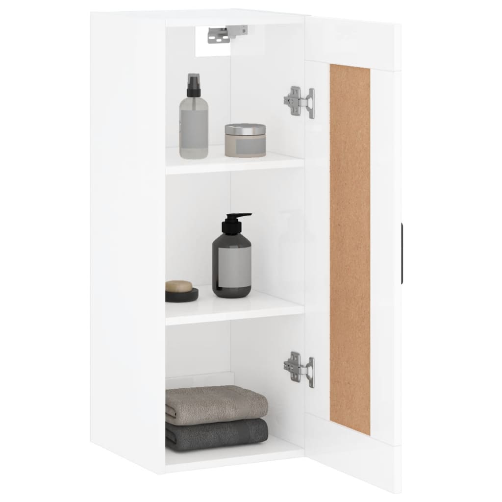 Mobile Parete Bianco Lucido 34,5x34x90 cm in Legno Multistrato - homemem39