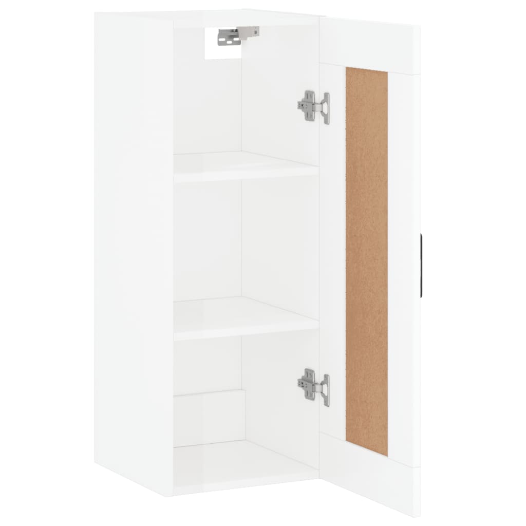 Mobile Parete Bianco Lucido 34,5x34x90 cm in Legno Multistrato - homemem39