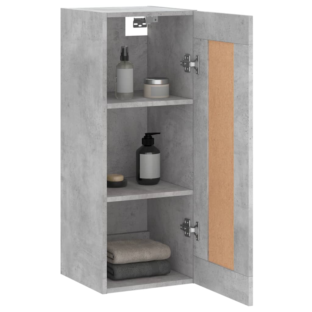 Mobile a Parete Grigio Cemento 34,5x34x90 cm Legno Multistrato - homemem39