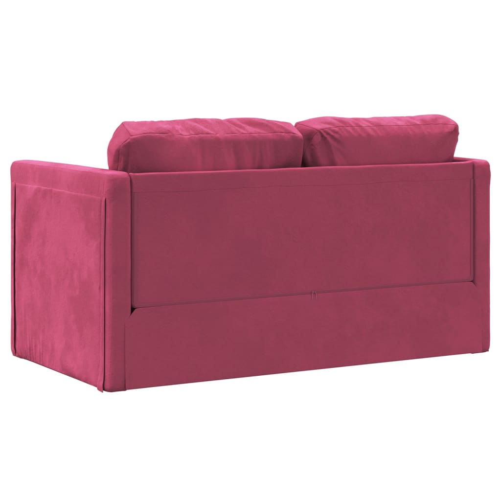 Divano Letto da Terra 2 in 1 Rosso Vino 122x204x55cm Velluto - homemem39