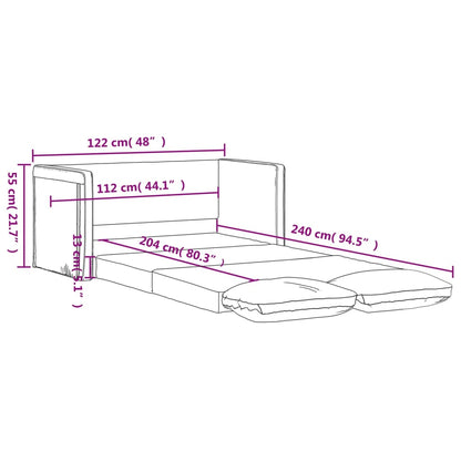 Divano Letto da Terra 2 in 1 Rosso Vino 122x204x55cm Velluto - homemem39