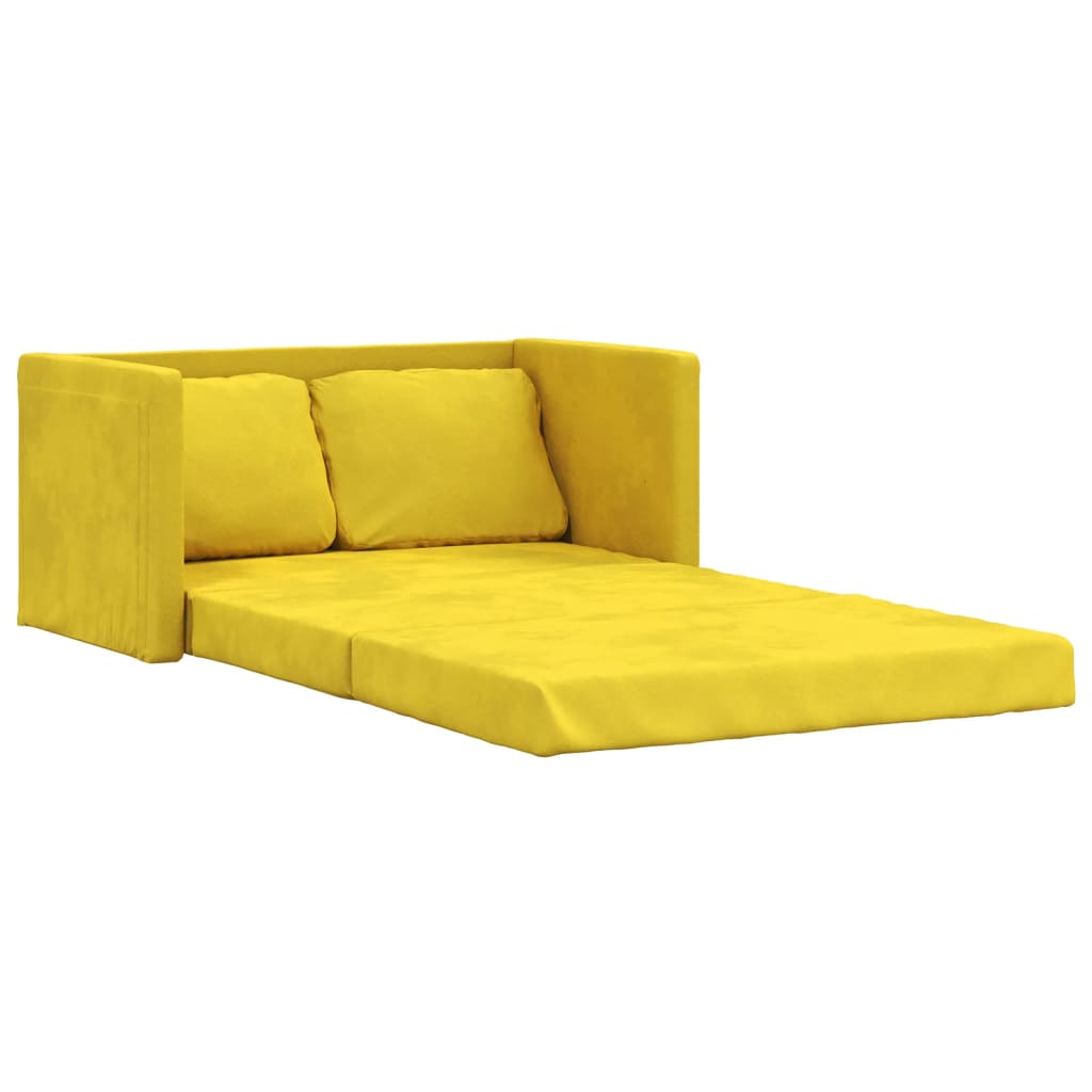 Divano Letto da Terra 2 in 1 Giallo Scuro 122x204x55 cm Velluto - homemem39