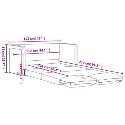 Divano Letto da Terra 2 in 1 Giallo Scuro 122x204x55 cm Velluto