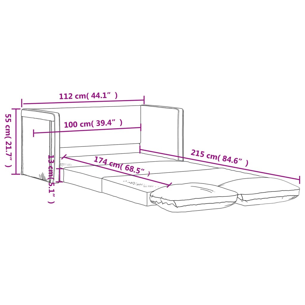 Divano Letto da Terra 2 in 1 Giallo Scuro 112x174x55 cm Tessuto - homemem39