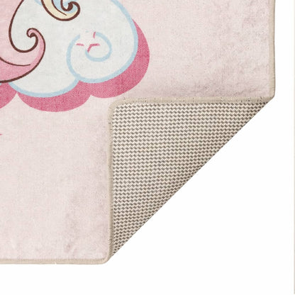 Tappeto Bambini Rosa 160x230 cm Unicorno Lavabile Antiscivolo