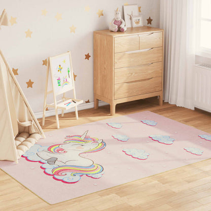 Tappeto Bambini Rosa 160x230 cm Unicorno Lavabile Antiscivolo - homemem39