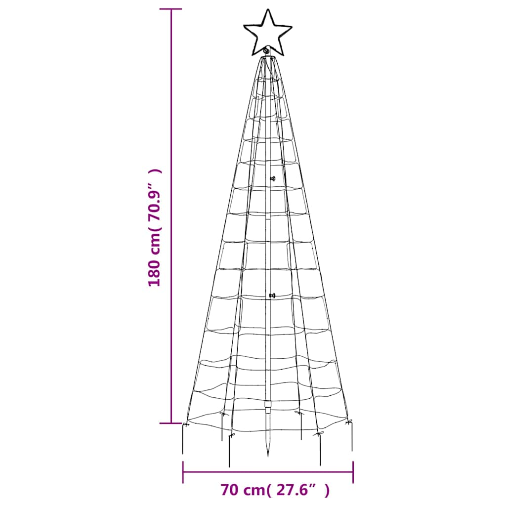 Albero di Natale a LED con Punte 220 LED Colorato 180 cm