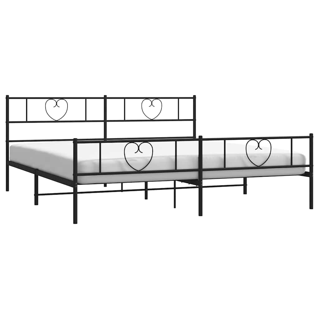 Giroletto con Testiera e Pediera Metallo Nero 183x213 cm - homemem39