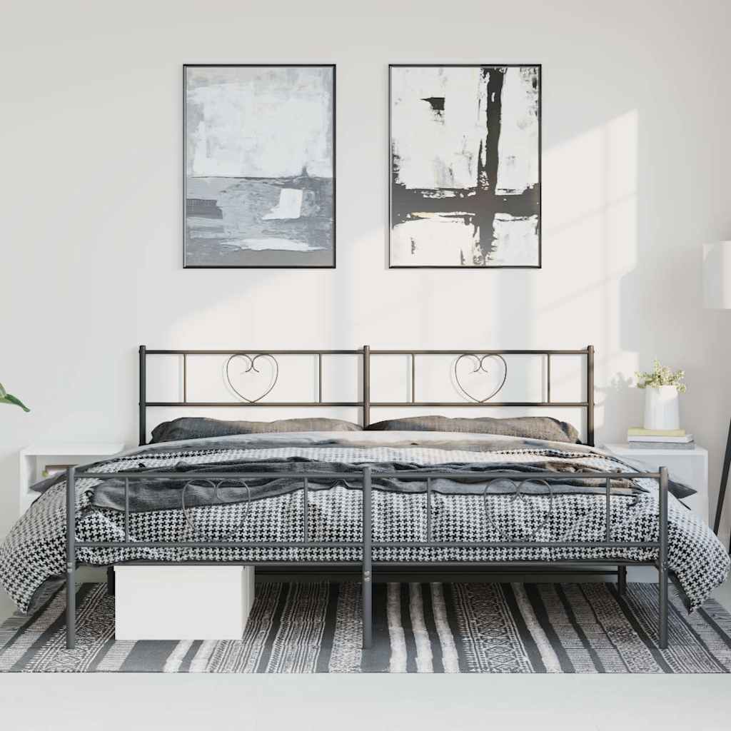 Giroletto con Testiera e Pediera Metallo Nero 183x213 cm - homemem39