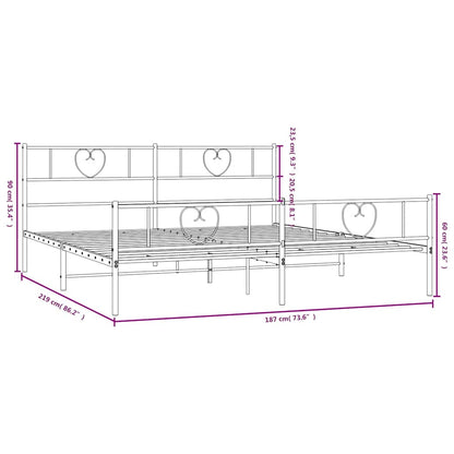Giroletto con Testiera e Pediera Metallo Nero 183x213 cm - homemem39