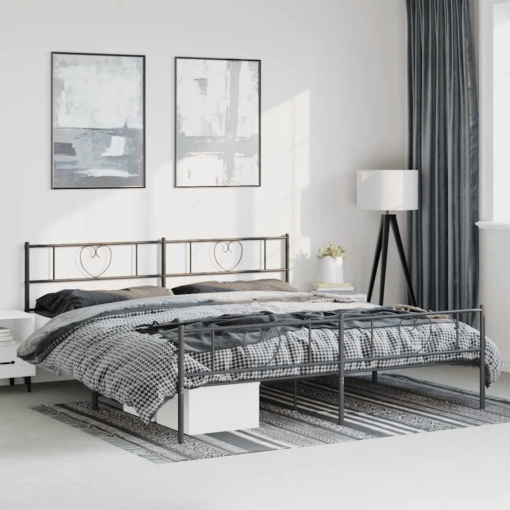 Giroletto con Testiera e Pediera Metallo Nero 183x213 cm - homemem39