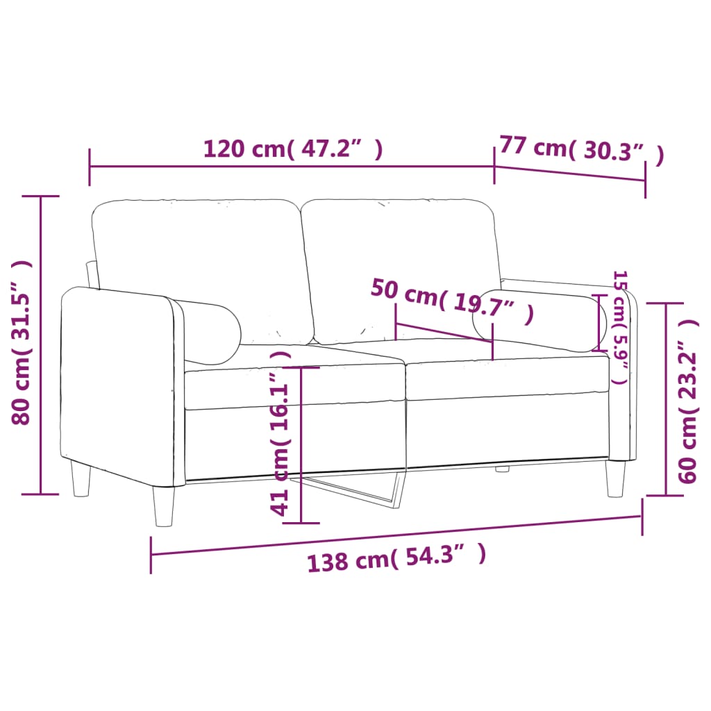 Divano a 2 Posti con Cuscini Verde Scuro 120 cm in Velluto - homemem39