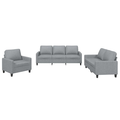 Set di Divani 3 pz con Cuscini Grigio Chiaro in Tessuto - homemem39