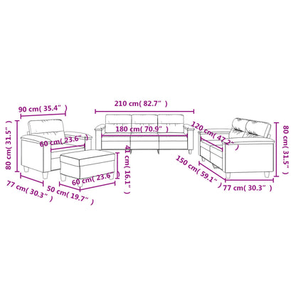 Set Divani 4 pz con Cuscini Grigio Scuro in Tessuto Microfibra - homemem39