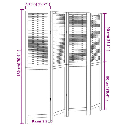 Divisorio Ambienti 4 Pannelli Marrone Scuro Massello Paulownia - homemem39