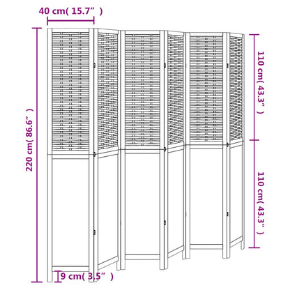 Divisorio Ambienti 6 Pannelli Marrone Scuro Massello Paulownia - homemem39