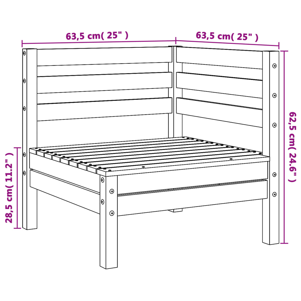 Divani Angolari Giardino 2pz Marrone Cera Legno Massello Pino - homemem39