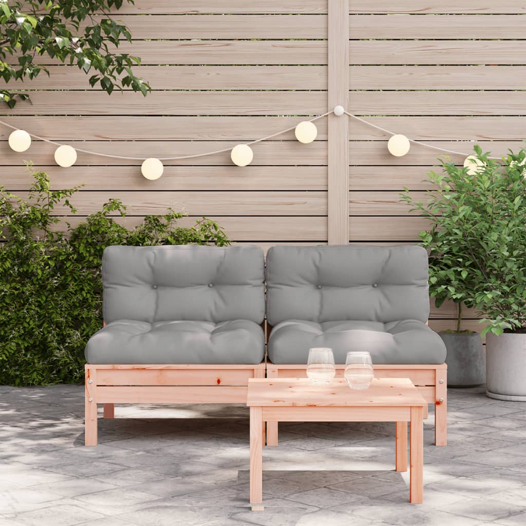 Divani Giardino Senza Braccioli con Cuscini 2 pz Legno Douglas - homemem39