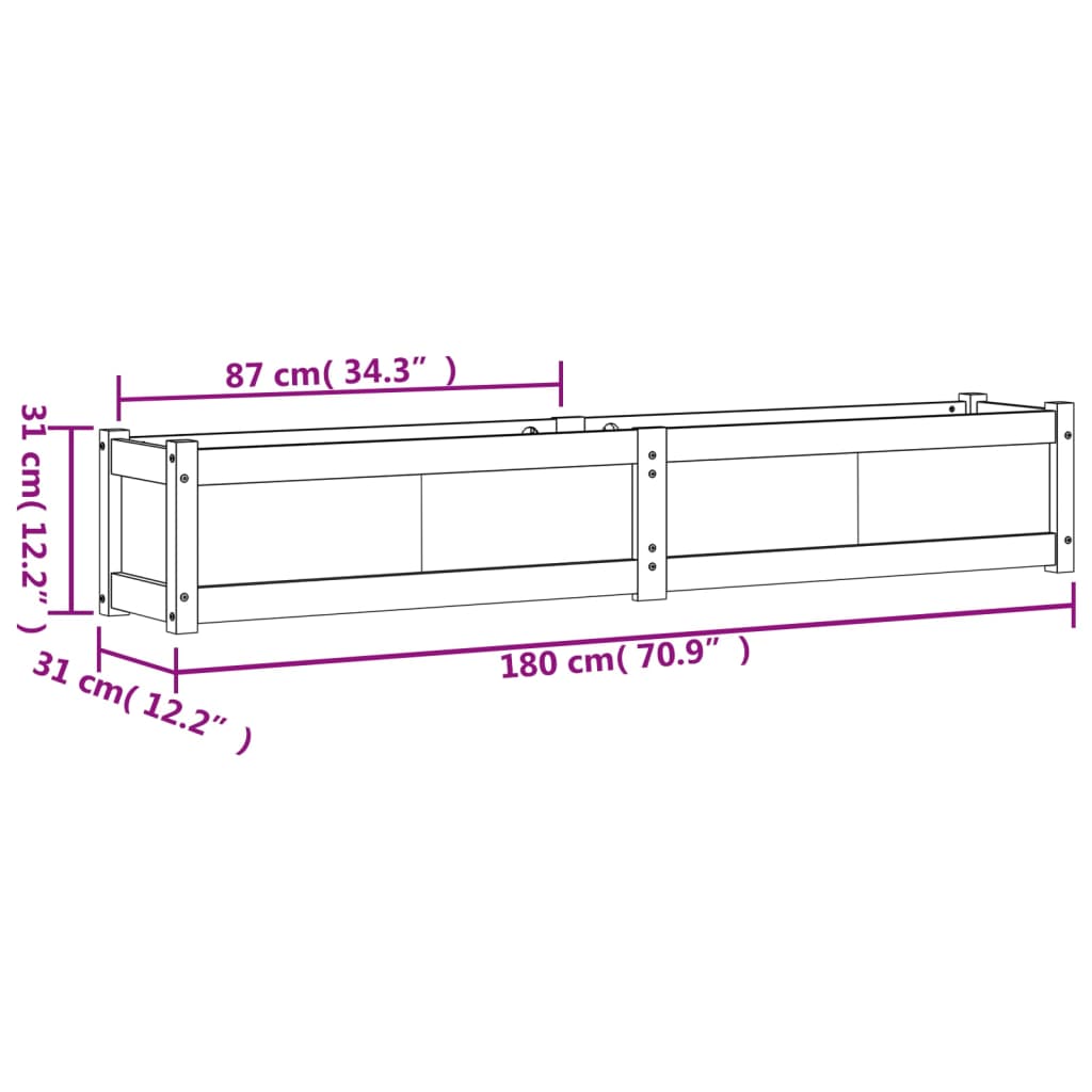 Fioriera da Giardino 180x31x31 cm in Legno Massello di Douglas - homemem39