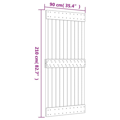 Porta Scorrevole con Set Hardware 90x210 cm Legno Massello Pino - homemem39