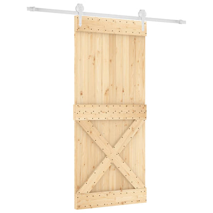 Porta Scorrevole con Set Hardware 90x210 cm Legno Massello Pino - homemem39