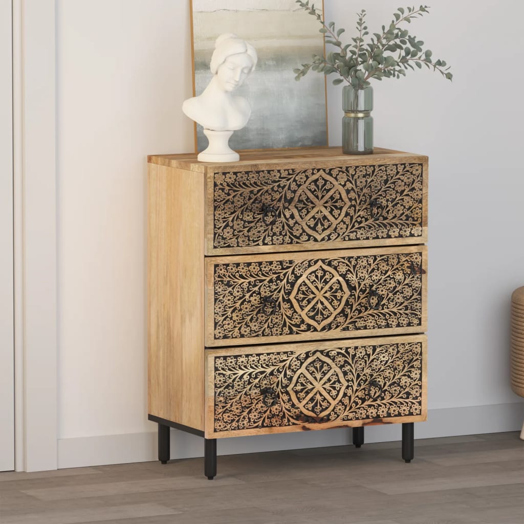 Credenza 60x33x75 cm in Legno Massello di Mango