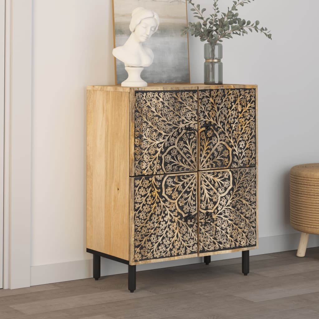 Credenza 60x33x75 cm in Legno Massello di Mango