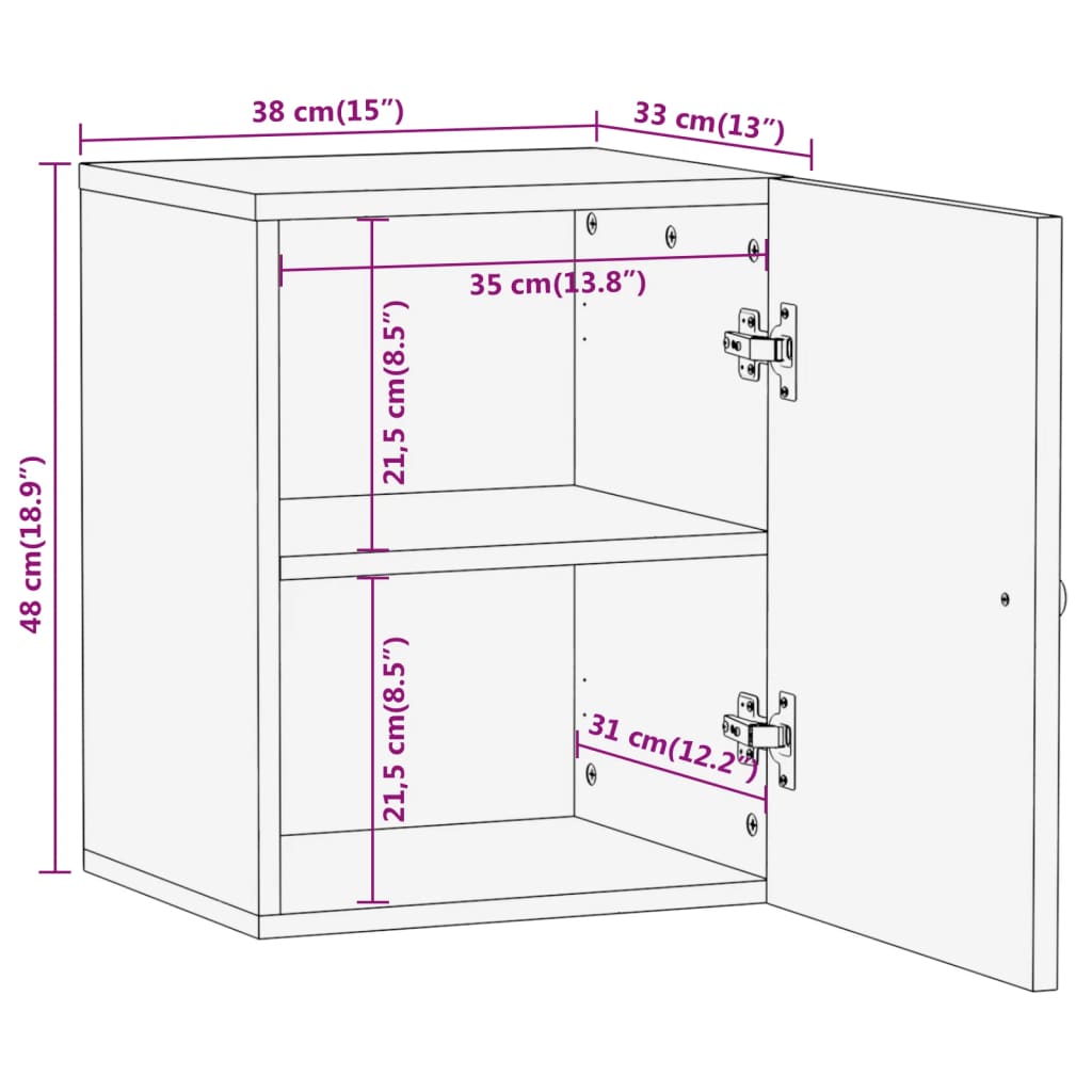 Mobile da Bagno a Parete 38x33x48 cm in Legno Massello di Mango - homemem39