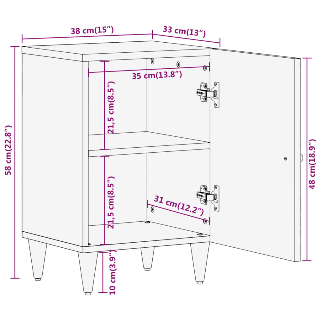 Mobile da Bagno 38x33x58 cm in Legno Massello di Mango - homemem39