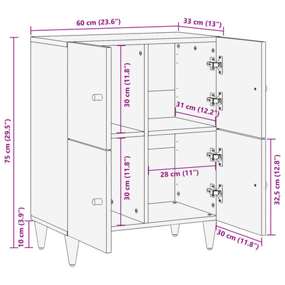 Credenza 60x33x75 cm in Legno Massello di Mango