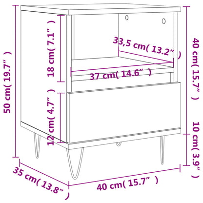 Comodino Bianco 40x35x50 cm in Legno Multistrato