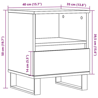 Comodino Bianco Lucido 40x35x50 cm in Legno Multistrato