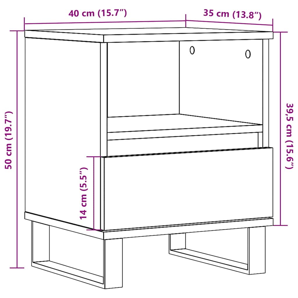 Comodini 2pz Rovere Sonoma 40x35x50 cm in Legno Multistrato