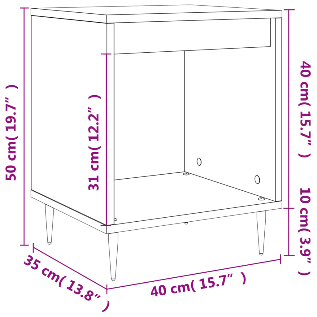 Comodino Rovere Fumo 40x35x50 cm in Legno Multistrato - homemem39