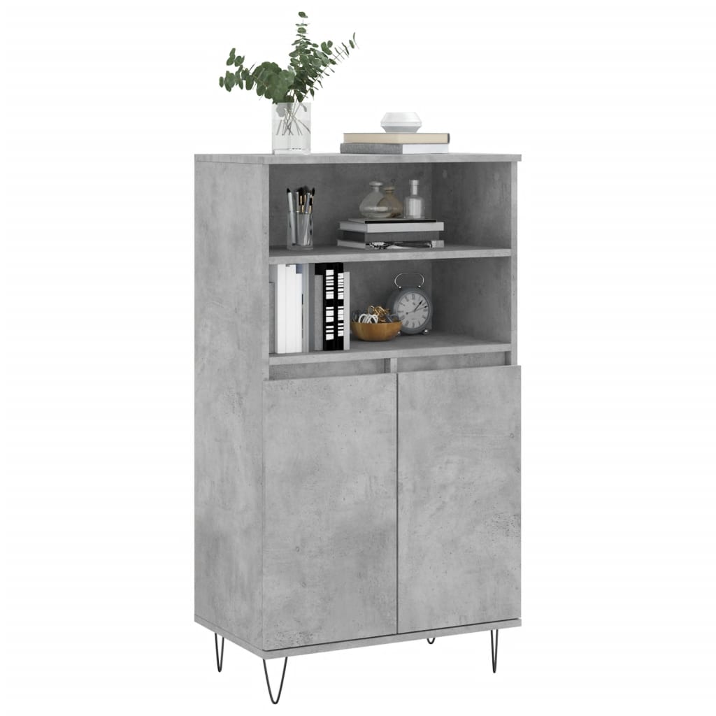 Credenza Grigio Cemento 60x36x110 cm in Legno Multistrato