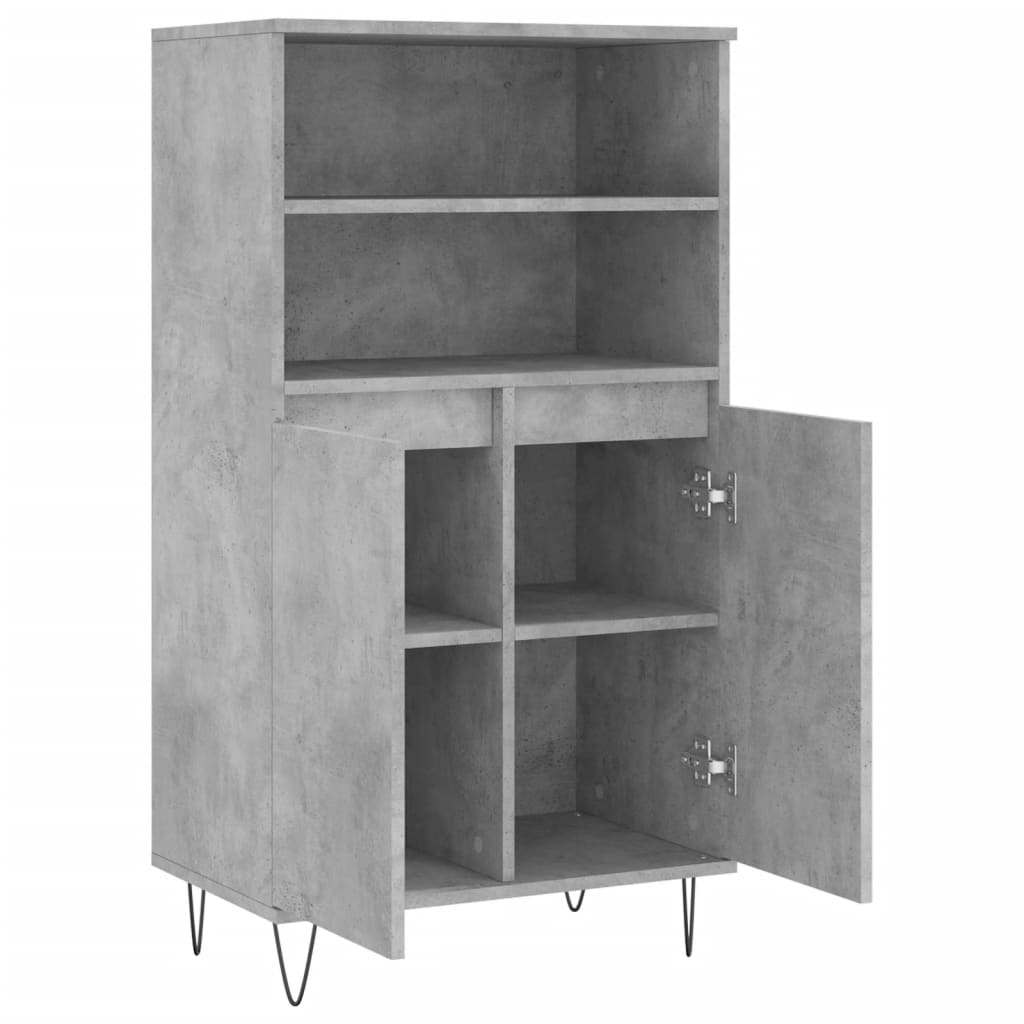 Credenza Grigio Cemento 60x36x110 cm in Legno Multistrato