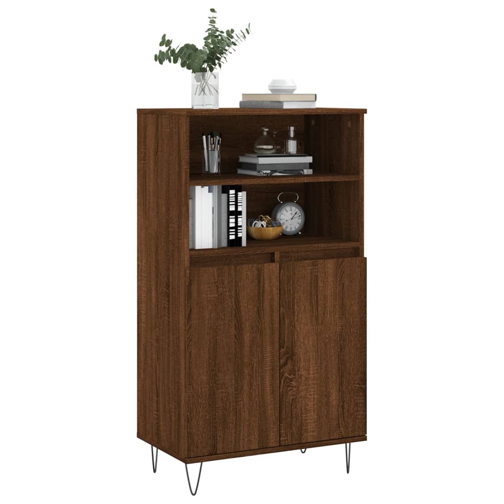 Credenza Rovere Marrone 60x36x110 cm in Legno Multistrato - homemem39