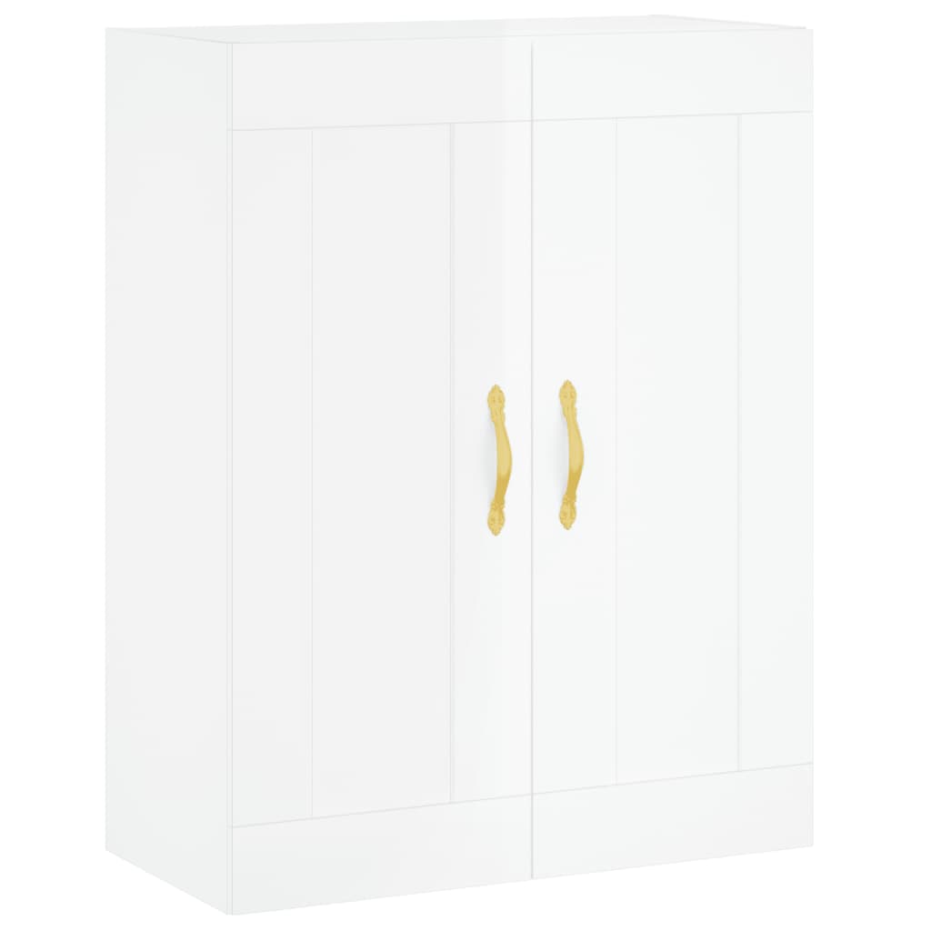 Mobile a Parete Bianco Lucido 69,5x34x90 cm Legno Multistrato - homemem39