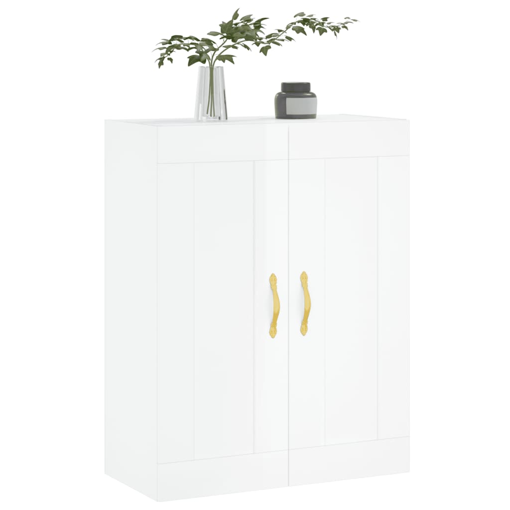 Mobile a Parete Bianco Lucido 69,5x34x90 cm Legno Multistrato - homemem39